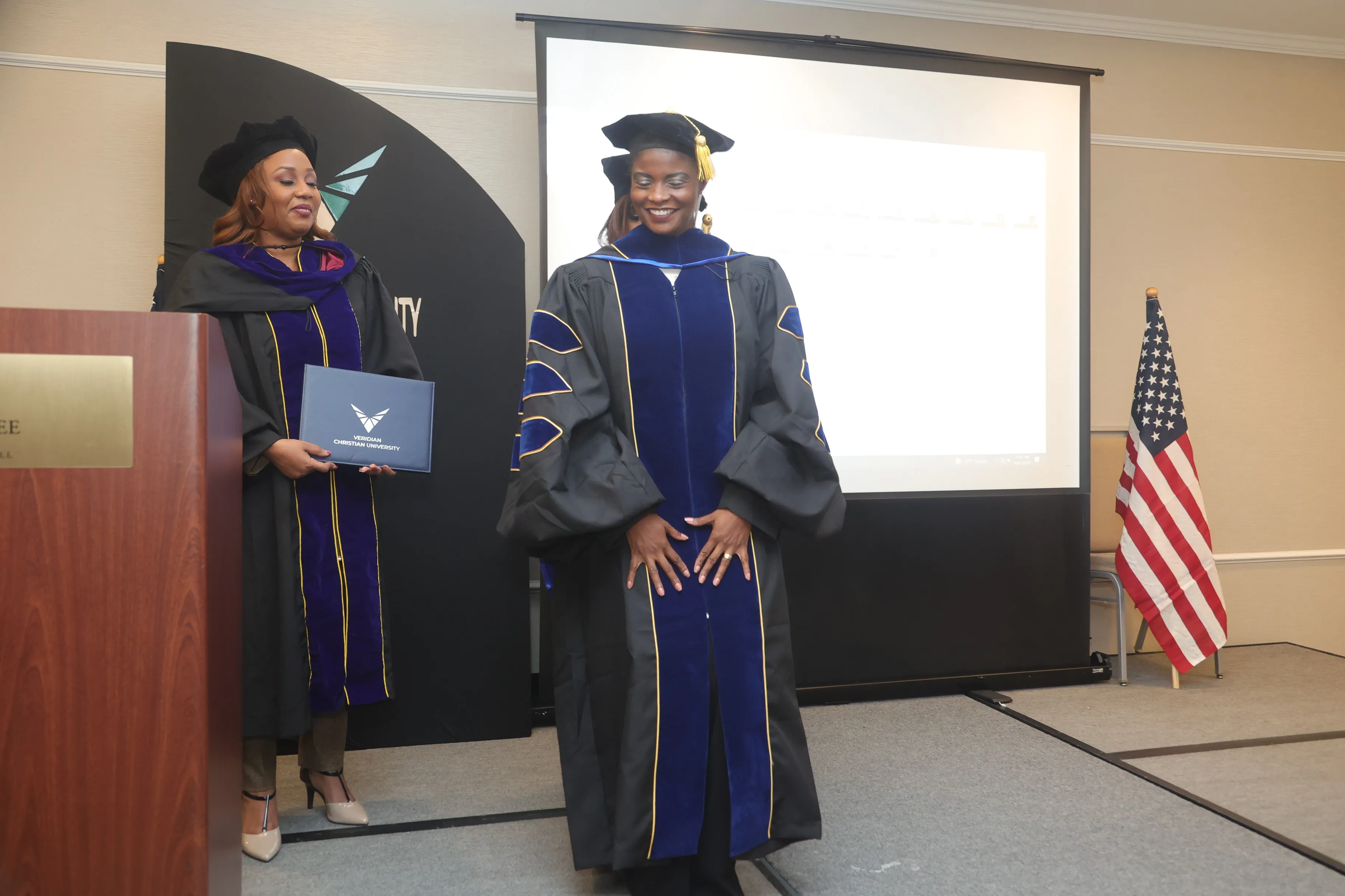 Jónia Presado receiving Doctorate Honoris Causa — Veridian Christian University