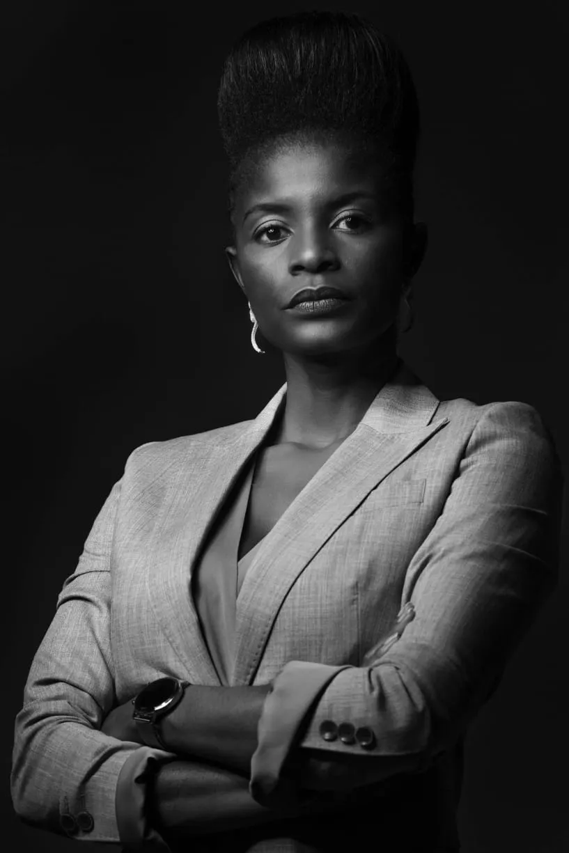 Jónia Presado professional portrait — black and white